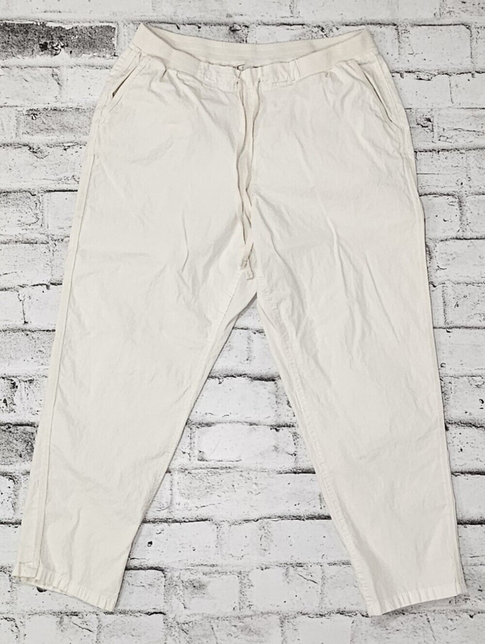 Style & Co White Pull On Cropped Pants Casual Stretch Trousers Large